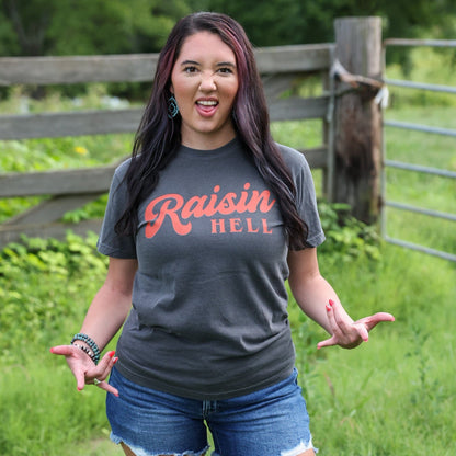 FestiviTees Women - Apparel - Shirts - T-Shirts Raisin’ Hell Retro Red Script Tee Soft Graphic Tee