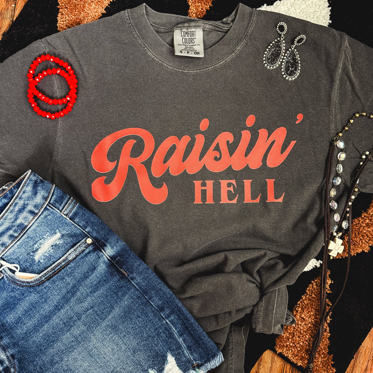 FestiviTees Women - Apparel - Shirts - T-Shirts Raisin’ Hell Retro Red Script Tee Soft Graphic Tee