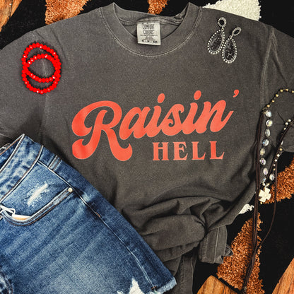 FestiviTees Women - Apparel - Shirts - T-Shirts Raisin’ Hell Retro Red Script Tee Soft Graphic Tee