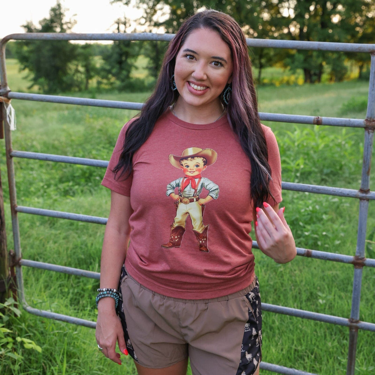 FestiviTees Women - Apparel - Shirts - T-Shirts Retro Cowboy Kid Soft Graphic Tee