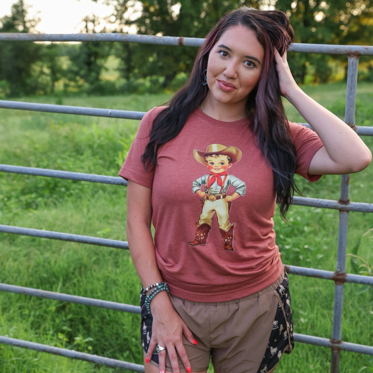 FestiviTees Women - Apparel - Shirts - T-Shirts Retro Cowboy Kid Soft Graphic Tee