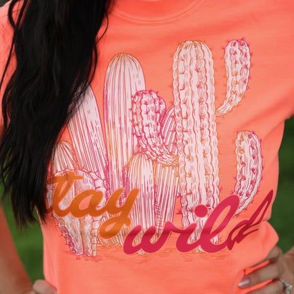 FestiviTees Women - Apparel - Shirts - T-Shirts Stay Wild Cactus Neon Soft Graphic Tee