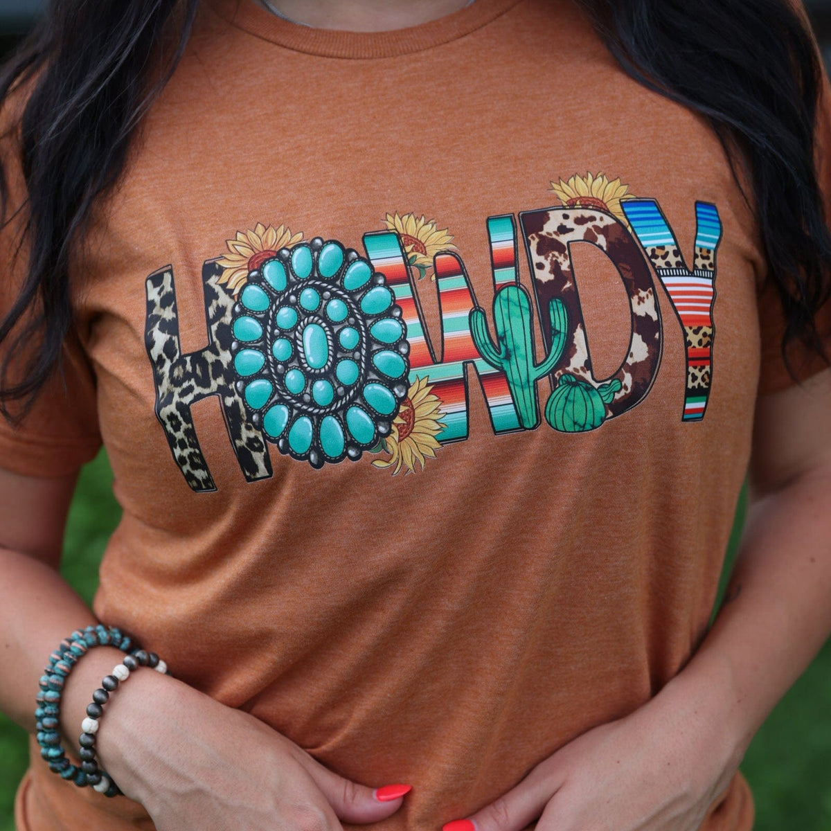 FestiviTees Women - Apparel - Shirts - T-Shirts Turquoise Serape Howdy Soft Graphic Tee