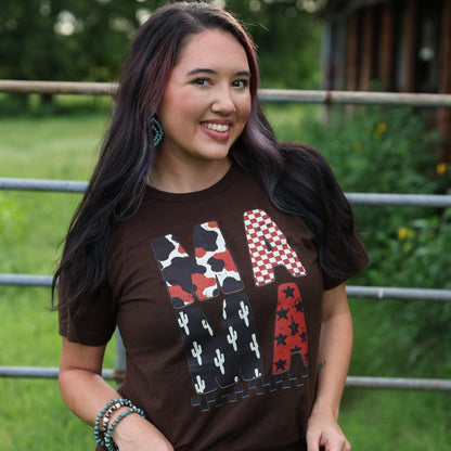 FestiviTees Women - Apparel - Shirts - T-Shirts Western Mama Block Letter Tee Soft Graphic Tee