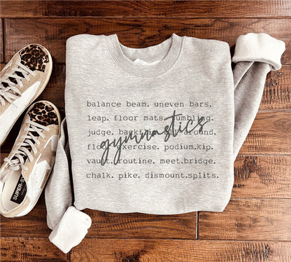 Gymnastics Words Sweatshirt in Two Colors