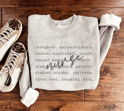 Nurse Words Sweatshirt in Three Colors