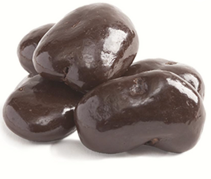Close-up of dark chocolate covered pecans