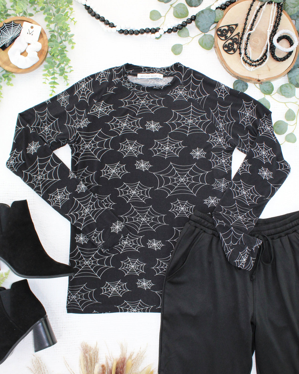 Blair Long Sleeve Top - Midnight Webs